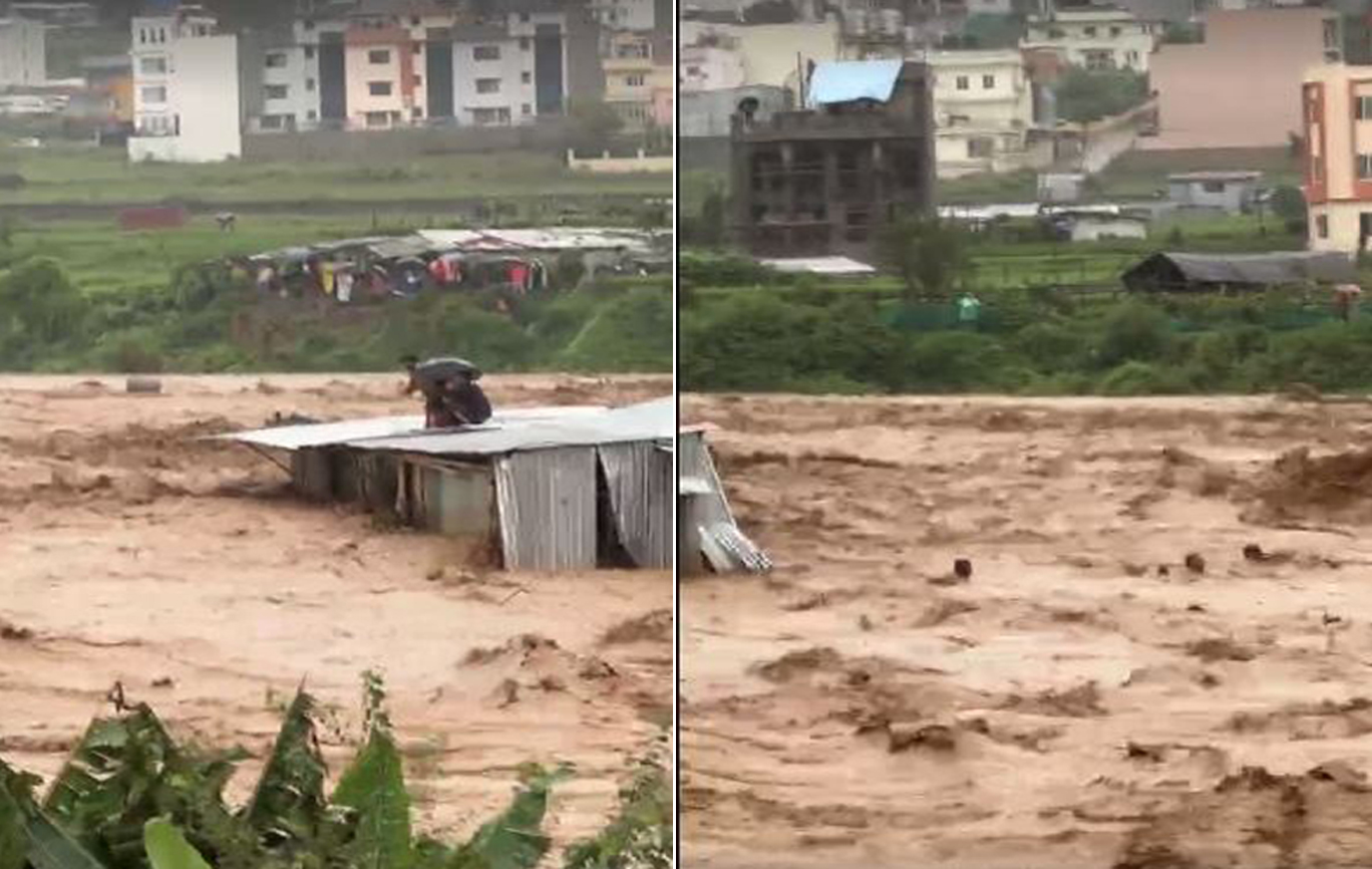 ललितपुरमा नख्खु खोलाले बगाउँदा चार जना बेपत्ता