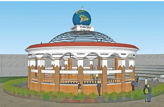 निर्माण हुँदै बारपाक भूकम्प स्मृति स्तम्भ