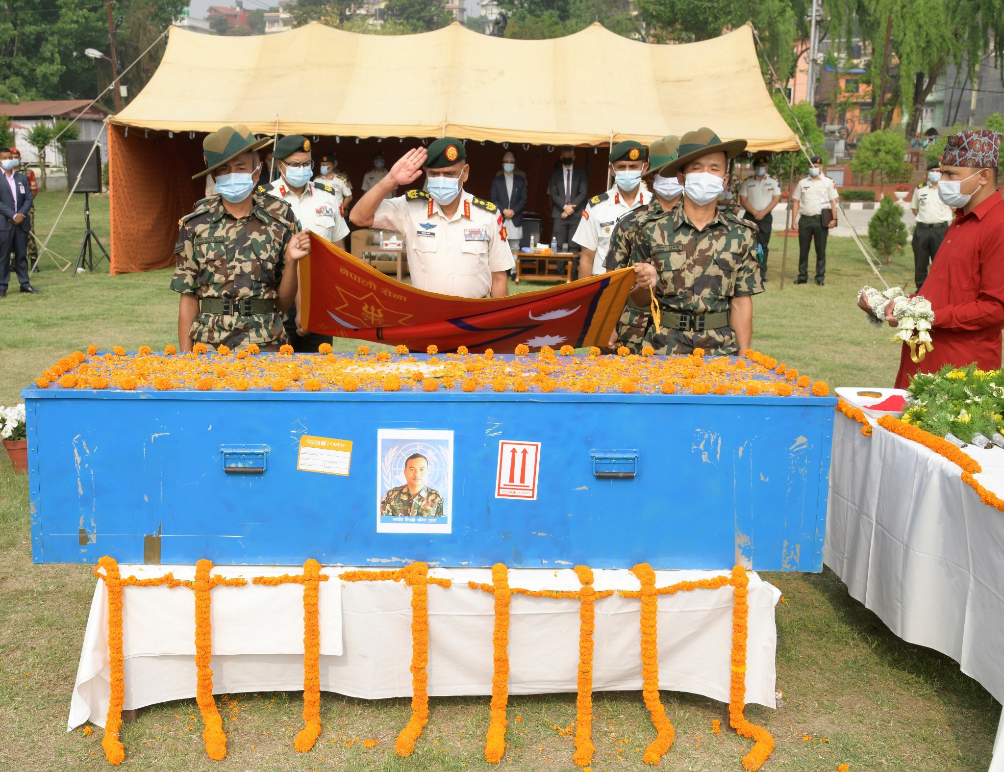 कंगो शान्ति मिसनमा शहीद भएका अनिल गुरुङलाई सेनाले गर्‍यो अन्तिम सम्मान 