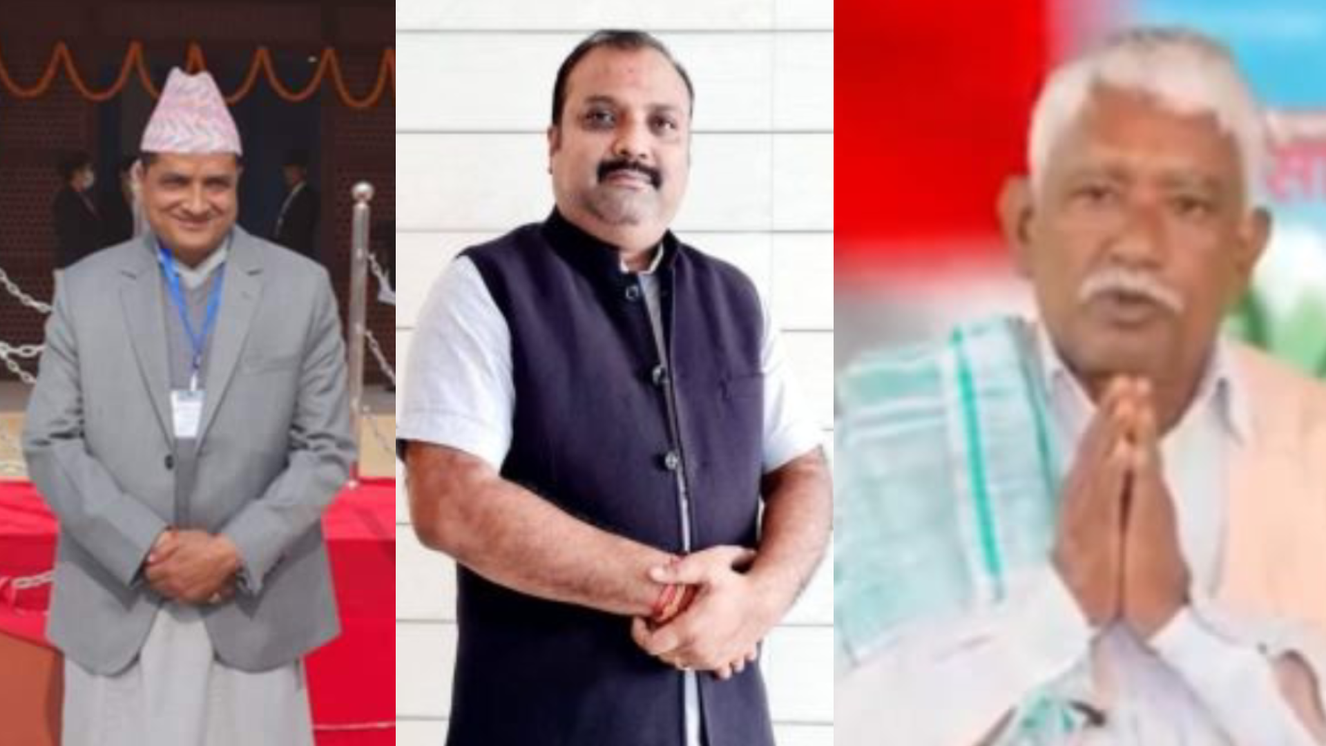 लुम्बिनीका तीन मन्त्रीले शपथ लिँदै