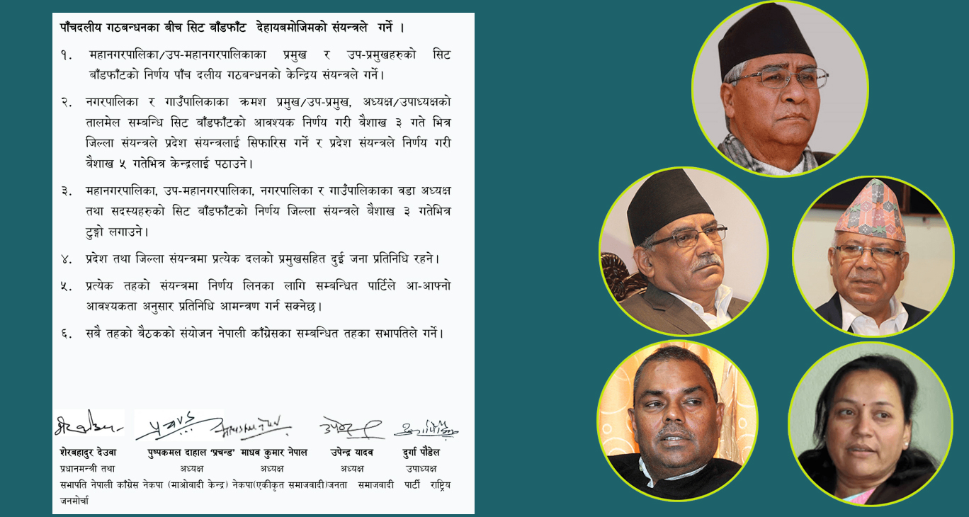 गठबन्धनका पाँच नेताले हस्ताक्षर गरेर तल्ला कमिटीलाई पठाए संयुक्त सर्कुलर