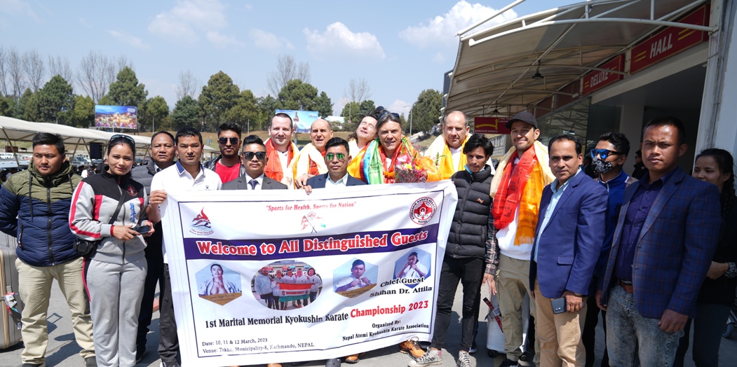 शहीद स्मृति क्योकुसिन कराते भाेलि, हंगेरीका एटिला गुवासीसहितको ७ सदस्यीय टोली नेपालमा
