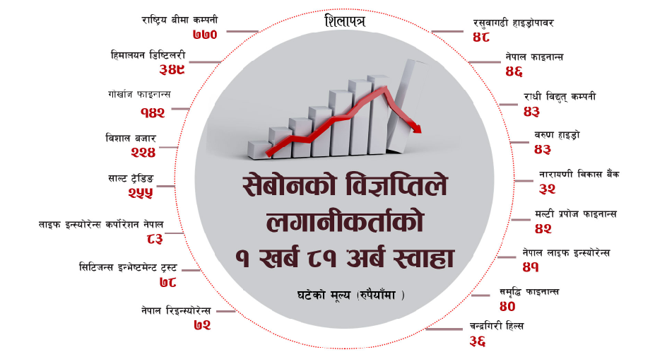 धितोपत्र बोर्डको एउटा विज्ञप्तिले यसरी घट्यो ४८ कम्पनीको शेयरमूल्य, कसको कति ?