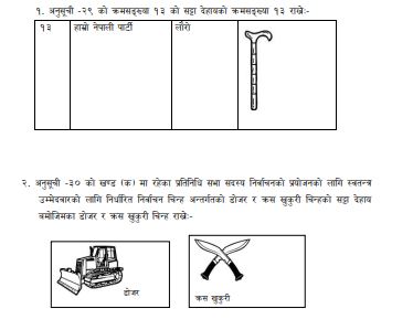 लौरो, डोजर र क्रस खुकुरीको चुनाव चिह्नमा हेरफेर
