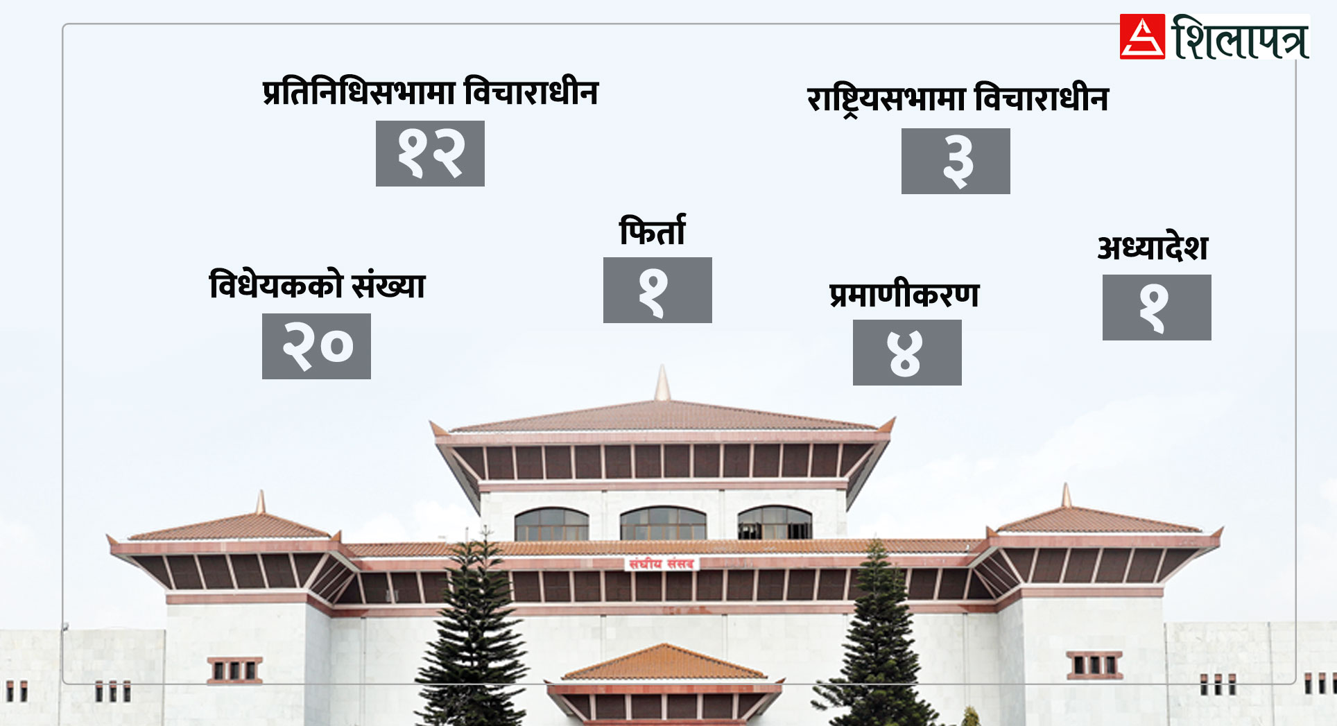 सांसदको प्राथमिकतामा परेन विधेयक, ९ महिनामा एउटा विधेयक प्रमाणीकरण